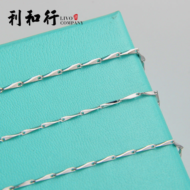 925 Sterling Silver Necklace Jewelry Women's Clavicle Chain High-End Pendant Chain Water Wave Chain Extension Melon Seed Chain Snake Bone Chain