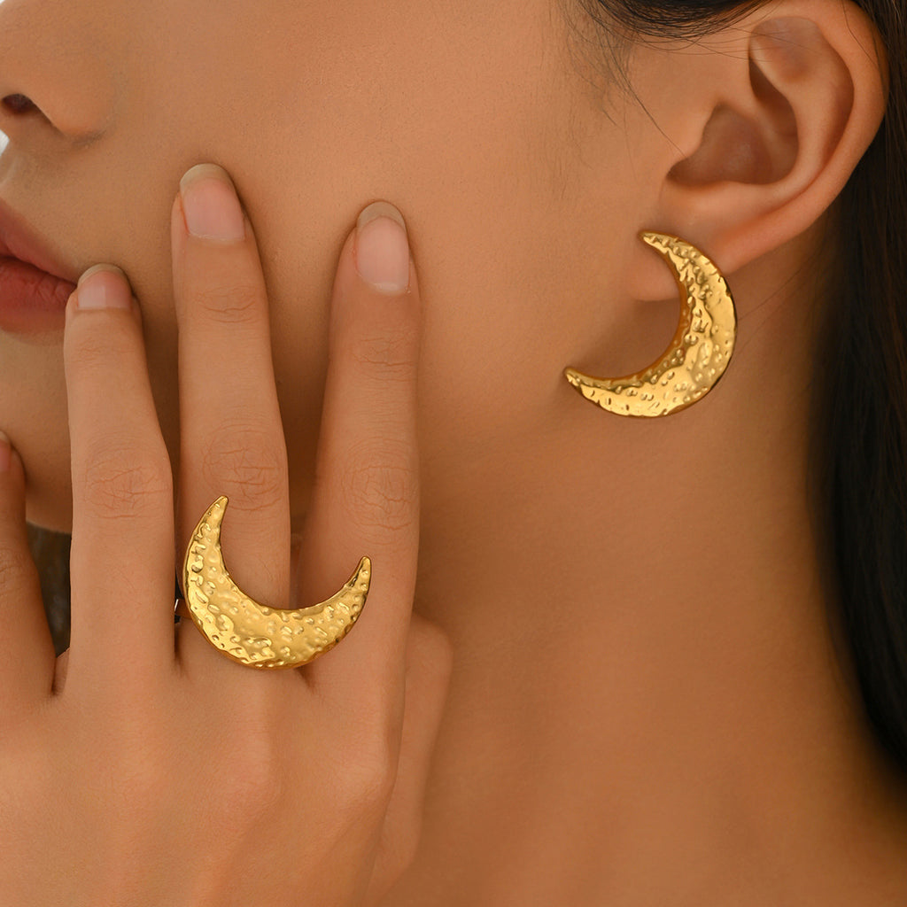 Hammered Crescent Earrings