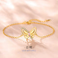 Butterfly Sterling Silver 925 Bracelet for Women Niche Design Light Luxury Pink Diamond Bracelet Ins Style Girlfriends Wings Bracelet