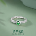 Natural Dangerous Jade Sterling Silver 925 Ring Female Niche Design Light Luxury Ring Ins High-Grade round Ring
