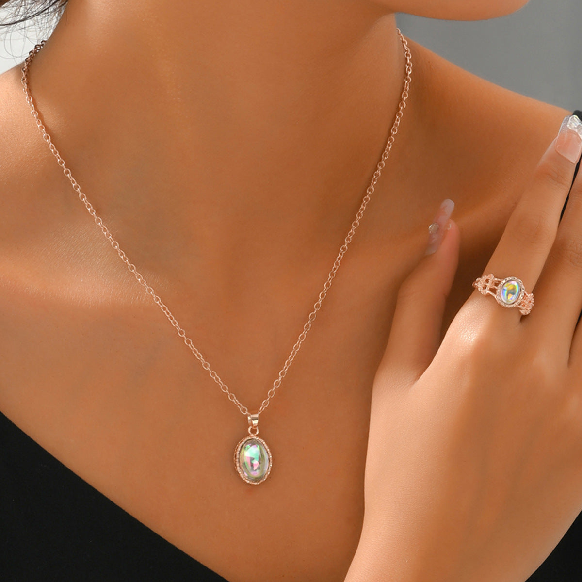 Oval Clear-Accent Pendant Jewelry — product image 2