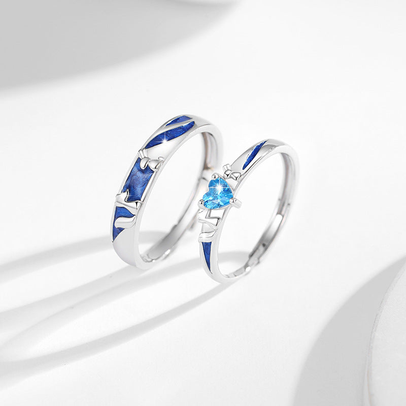 Lovely Sterling Silver 925 Couple Ring Men's and Women's Light Luxury Fox Ring Get Things Ins Style Valentine's Day Cute Rabbit Ring