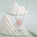 Butterfly Sterling Silver 925 Necklace Female Niche Design Light Luxury Pink Opal Clavicle Chain Ins Style Love Pendant