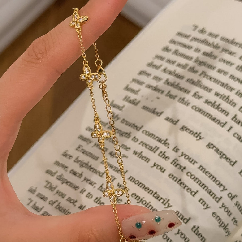 Butterfly Sterling Silver 925 Bracelet Female Niche Design Light Luxury Zircon Bracelet Ins Style Gift Girlfriend Love Bracelet