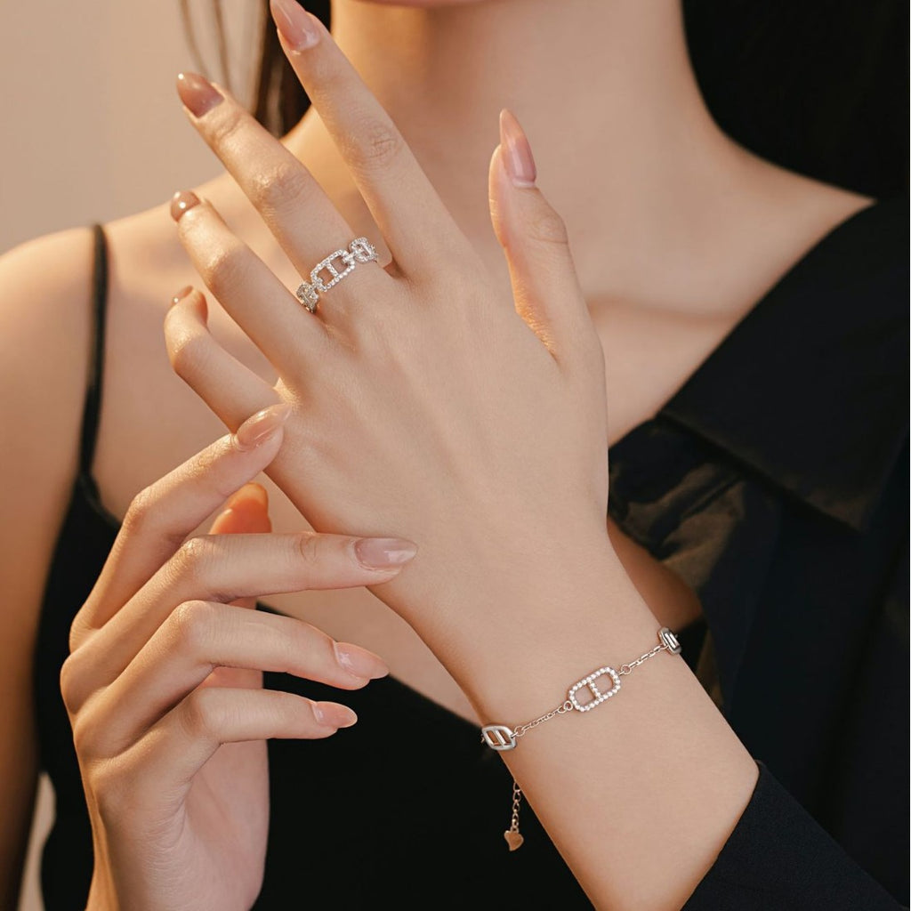 Pig Nose Buckle Sterling Silver 925 Bracelet Female Niche Design Light Luxury Zircon Bracelet Ins Little Red Book Same Style Bracelet