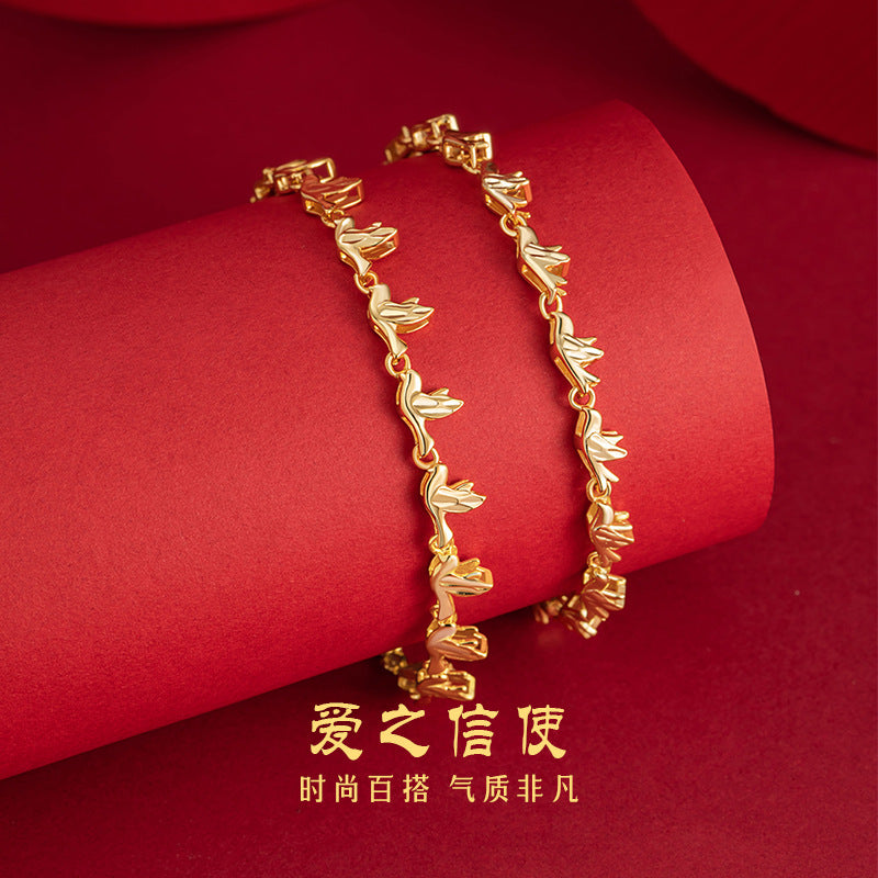 Love Pigeon Pure Silver 999 Bracelet Female Niche Design Light Luxury Bird Bracelet Ins High-Grade Swallow Bracelet