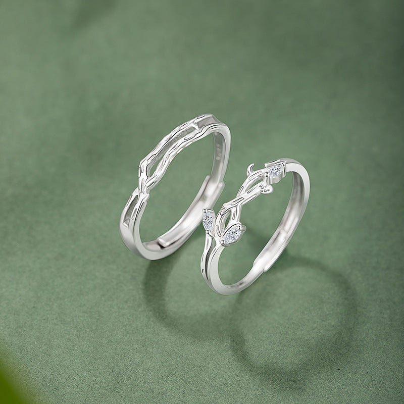 Lianlizhi Sterling Silver 925 Couple Ring Men and Women Niche Light Luxury High-Grade Zircon Ring 520 Valentine's Day Ring