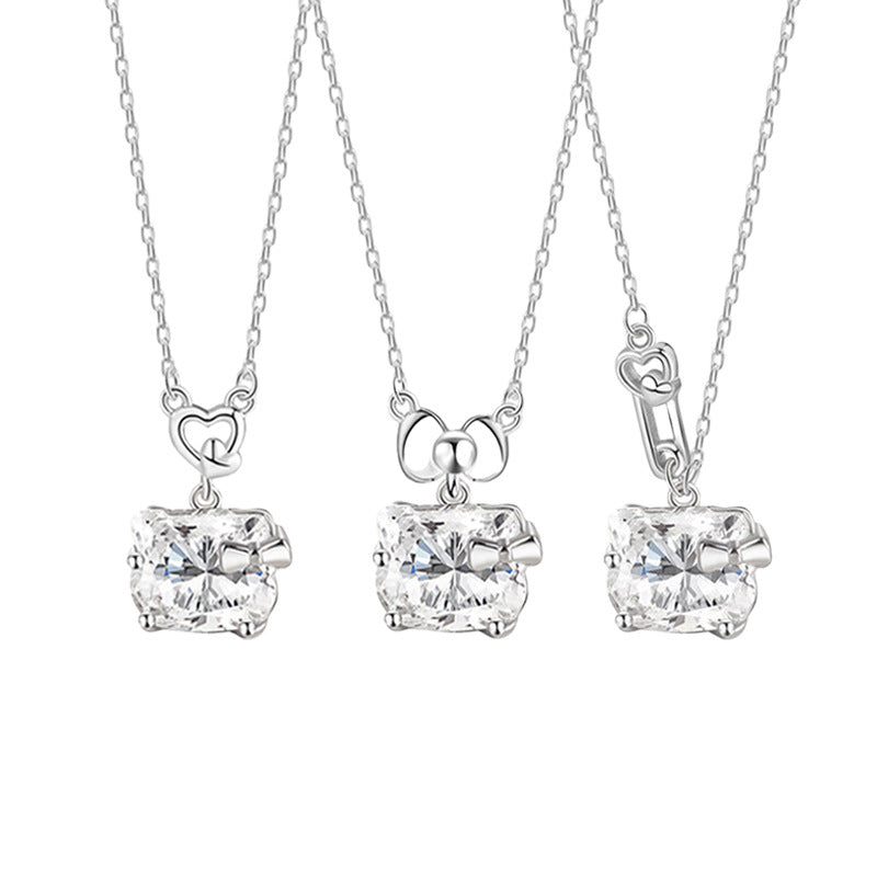 Cat Diary S925 Sterling Silver Necklace Female Niche Cute Zircon Hello Kitty Clavicle Chain Valentine's Day Confession Gift