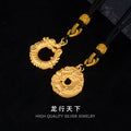 National Fashion Dragon World Pure Silver S999 Pendant 18K Gold Plated Safety Buckle Pendant National Style Men's Braided Rope Jewelry