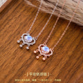 S925 Sterling Silver Moonstone Safety Lock Necklace Women's National Style Niche Design Clavicle Chain Light Luxury All-Match Silver Jewelry Wholesale