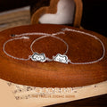S925 Sterling Silver Hand-Painted Cat Couple Bracelet Niche Design Adjustable Ins Style Bracelet Boys and Girls Style