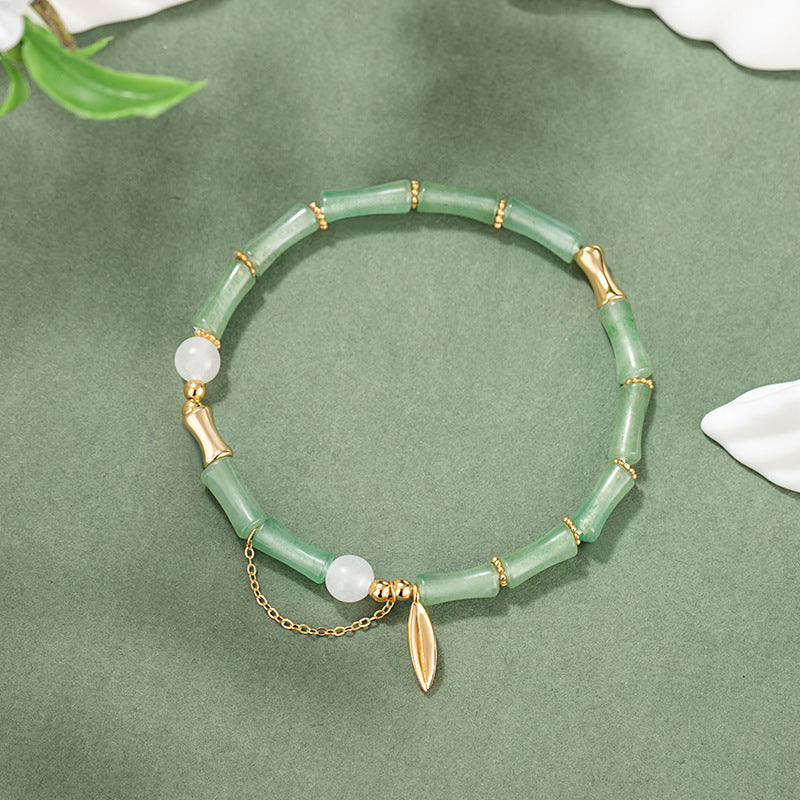 Festival High-Rise Sterling Silver 925 Bracelet New Chinese National Fashion Dongling Jade Bamboo Bracelet Ins Style Light Luxury Bamboo Bracelet