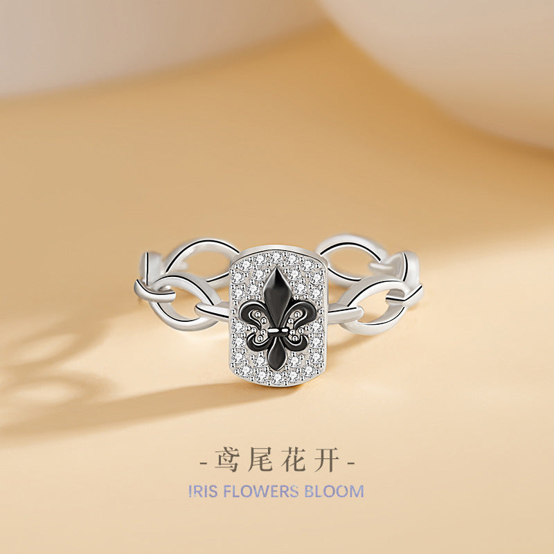 Iris Sterling Silver S925 Ring Women's Light Luxury Fashion Design Square Ring Ins Style Square Zircon Bracelet