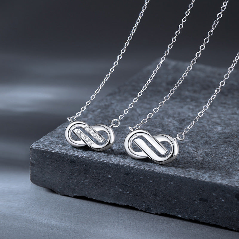 Mobius Ring Sterling Silver 925 Couple Necklace Niche Design Light Luxury Clavicle Chain Ins Infinite Symbol Pendant