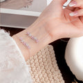 INS Style S925 Sterling Silver Necklace Bracelet Female Pink Zirconium Flower Set Niche Light Luxury Gift for Girlfriend Valentine's Day Gift