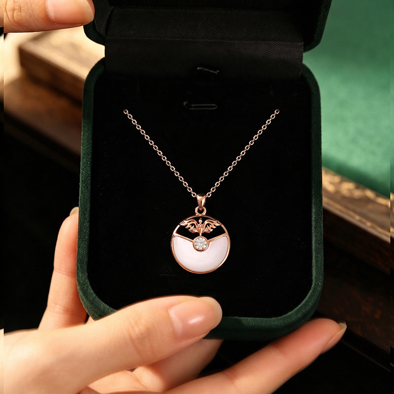 Cross-Border Hot Sale S925 Sterling Silver Necklace Female Angel Knight Fritillary Pendant Niche Girlfriends Paired Silver Jewelry Wholesale
