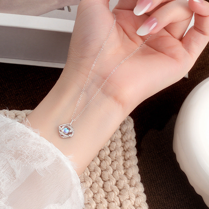 Live Broadcast Hot S925 Sterling Silver Necklace Women's Light Luxury Fishtail Design Clavicle Chain Factory Direct Supply Niche Jewelry Supply