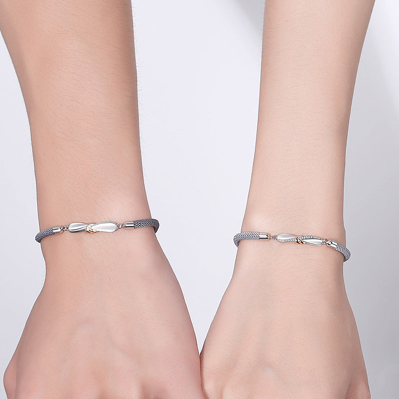 Original Heart-Shaped Couple Bracelet a Pair of Bracelet 925 Sterling Silver Mobius Light Luxury Style Valentine's Day Gift Delivery
