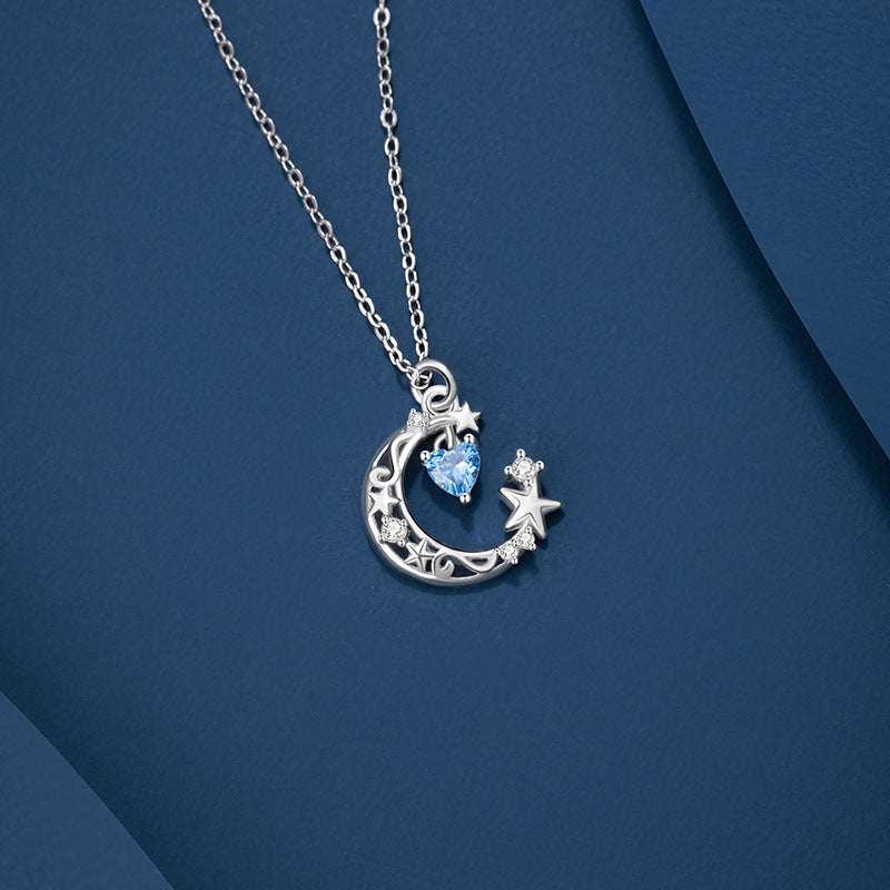 Halskette aus 925er Sterlingsilber – Stern und Herz und Zirkonia-Akzente