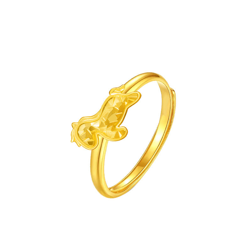 Immediately Rich Flower Sterling Silver 925 Ring Female Niche Design Light Luxury Style Birth Year Ring Ins Zodiac Horse Ring