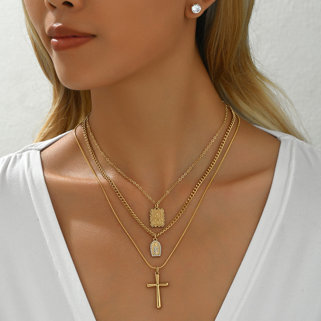 Layered Cross and Tag Jewelry