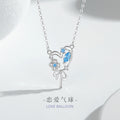 Lovely Sterling Silver 925 Necklace Women's Fashion All-Match Lucky Clover Clavicle Chain Ins Bow Key Pendant