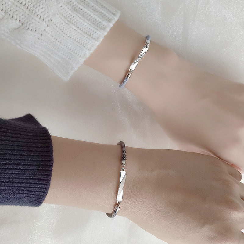 Mobius Sterling Silver Couple Bracelet a Pair of Commemorative Niche Design Sense Bracelet Love Ins Festival Gift Bracelet