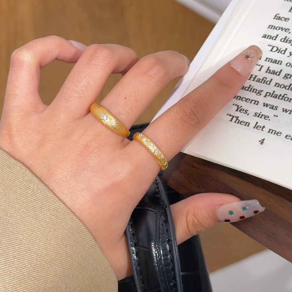 Starry Sky Sterling Silver 925 Ring Mid-Ancient Buqi Style Handmade Brushed Star Ring Ins Light Luxury High-Grade Ring