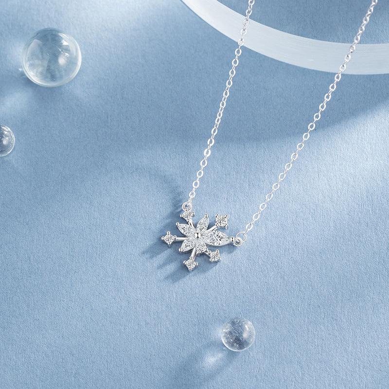 Star Sterling Silver 925 Necklace Women's Fashion All-Match Meteor Shower Zircon Clavicle Chain Ins Style Starry Pendant