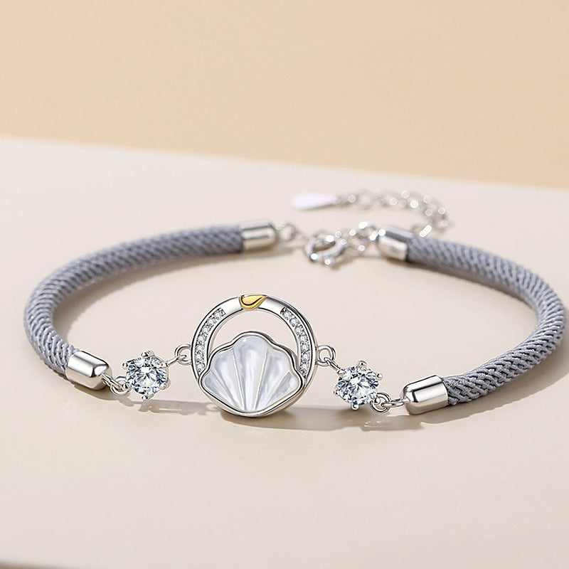 Shell 925 Sterling Silver Couple Bracelet Niche Design Woven Whale Bracelet Valentine's Day This Life Has Your Bracelet
