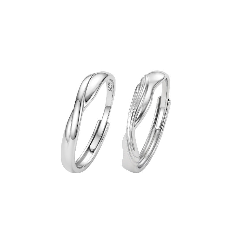 S925 Sterling Silver Couple Ring Niche Feather Design Biyi Double Flying Open Adjustable Ring Valentine's Day Gift