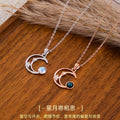 Original Design S925 Silver Star Moon Necklace Moonstone Starry Sky Stone Clavicle Chain Factory Wholesale Live Broadcast Jewelry Supply