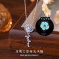 Rose Sterling Silver 925 Luminous Necklace Women's Fashion Versatile Flower Clavicle Chain Ins Valentine's Day Gift Pendant