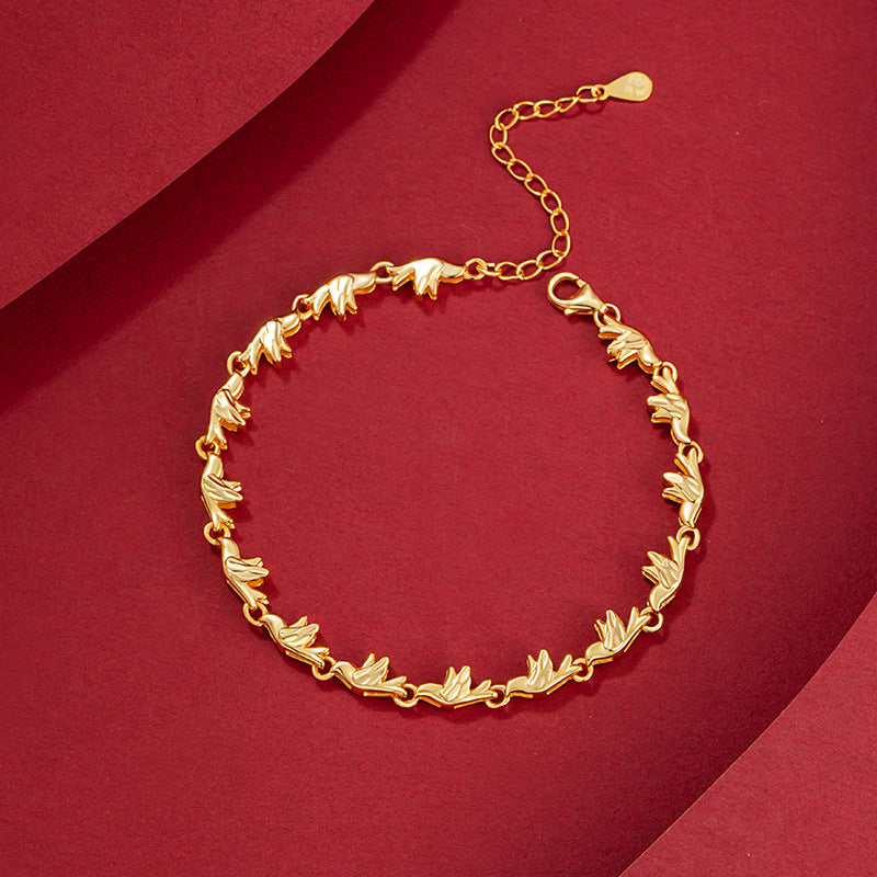 Love Pigeon Pure Silver 999 Bracelet Female Niche Design Light Luxury Bird Bracelet Ins High-Grade Swallow Bracelet