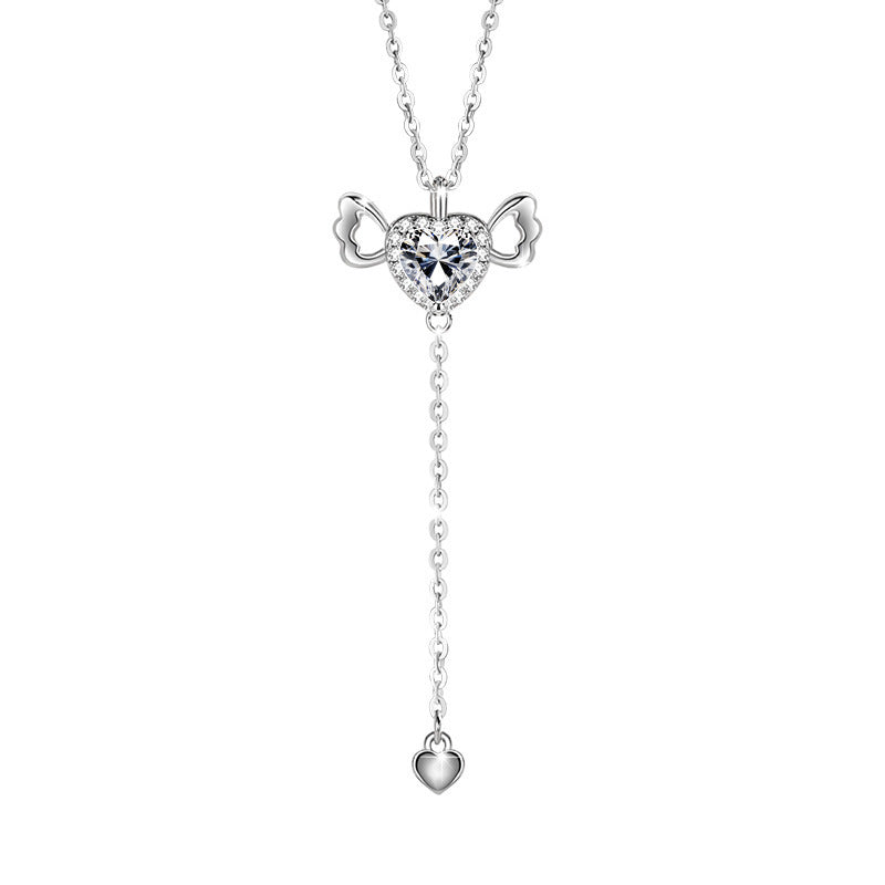 Collana in argento sterling 925 – ala d'angelo e cuore