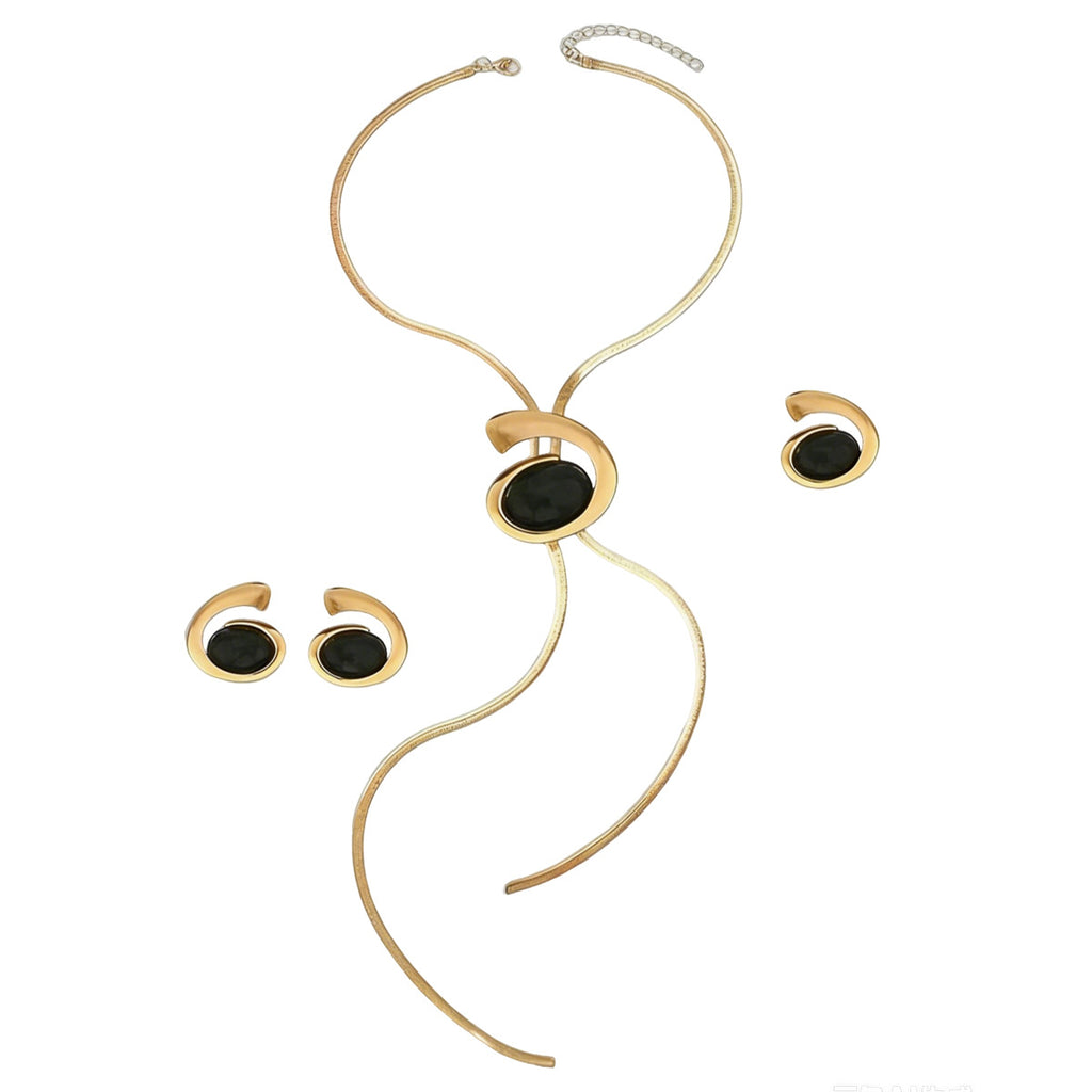 Black Oval Flowing Lariat Jewelry — product image 5