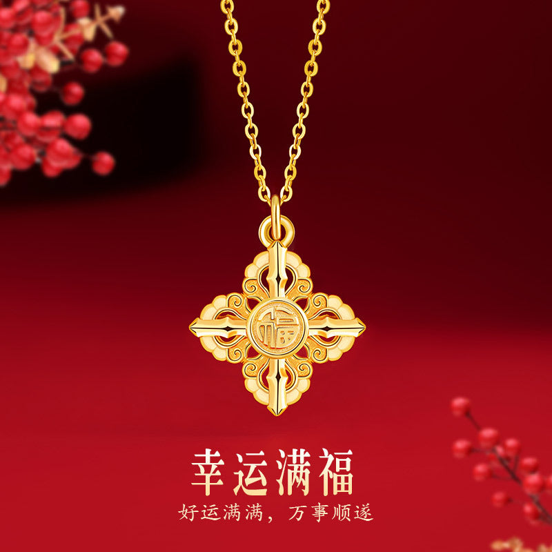 Diamond Pestle Sterling Silver 925 Necklace Light Luxury High-Grade Cross Flower Clavicle Chain Mother's Day Lucky Clover Pendant