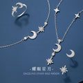 Star Moon Sterling Silver 925 Necklace Niche Design Light Luxury Zircon Eight Awn Star Clavicle Chain Ins Tassel Pendant