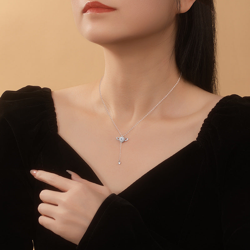 Collana in argento sterling 925 – ala d'angelo e cuore