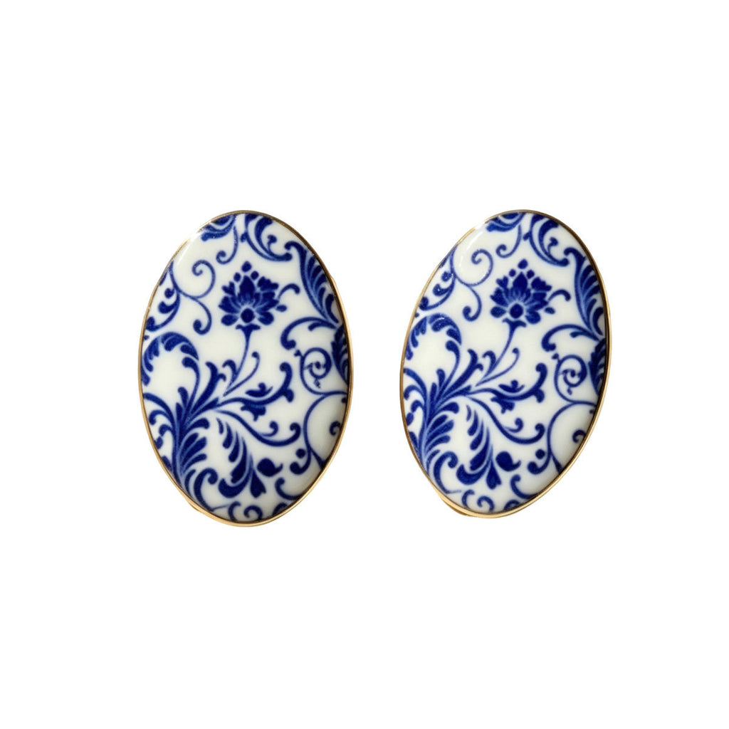 Blue and White Patterned Earrings — product image 5
