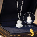 Fu Lu Double Full Sterling Silver 925 Necklace Women's Light Luxury High-Grade Broken Ice Gourd Clavicle Chain Ins White Fritillary Pendant