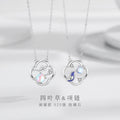 Lucky Clover Sterling Silver 925 Necklace Female Niche Design Light Luxury Flower Bud Clavicle Chain Ins Glass Stone Pendant