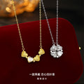 Broken Ice Craft S925 Sterling Silver Clover Necklace Women's Magnetic Suction Can Be Opened in One Two-Piece Love Clavicle Chain