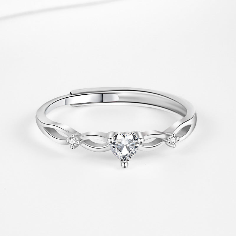 Korean Style Interwoven Winding Ring S925 Sterling Silver Inlaid Natural White Crystal Niche Fashion Simple Adjustable Ring Female