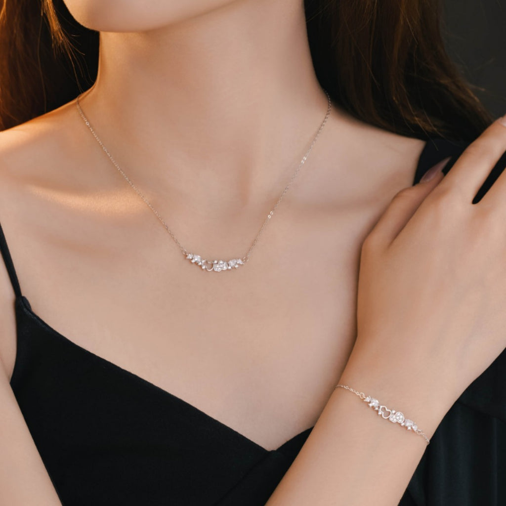 Gourd Pure Silver 999 Necklace Female Niche Design Light Luxury Star Zircon Clavicle Chain Small Red Book Same Pendant