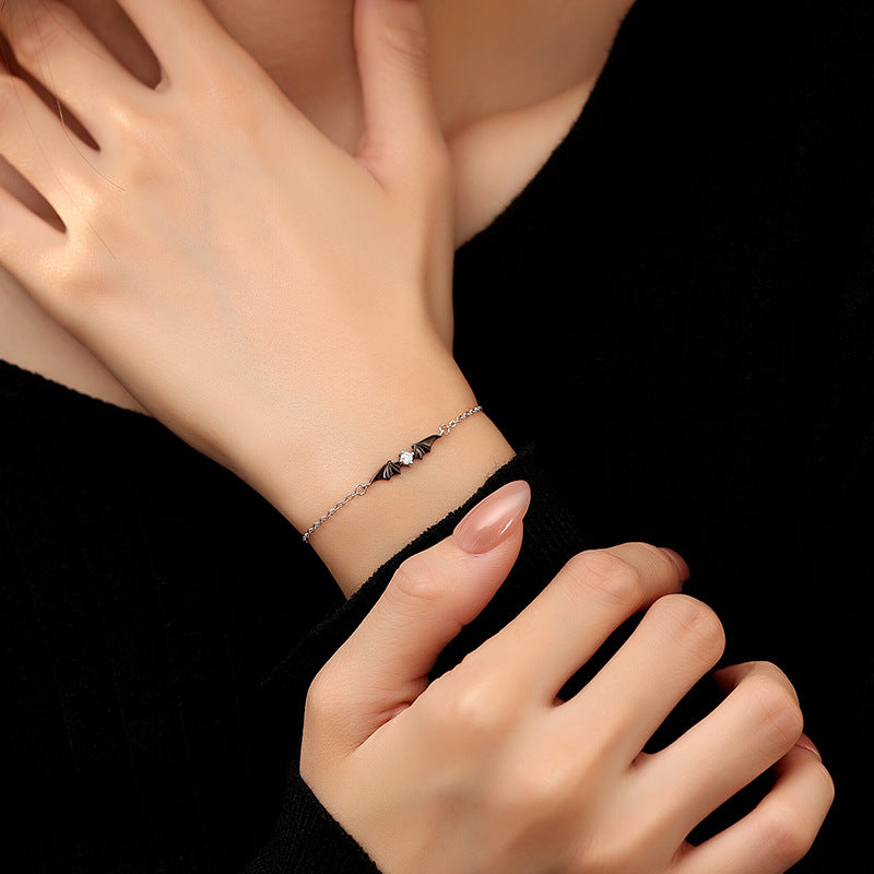 S925 Sterling Silver Angel and Devil Couple Bracelet Niche Design Fine Bracelet for Male Girlfriend Valentine's Day Gift