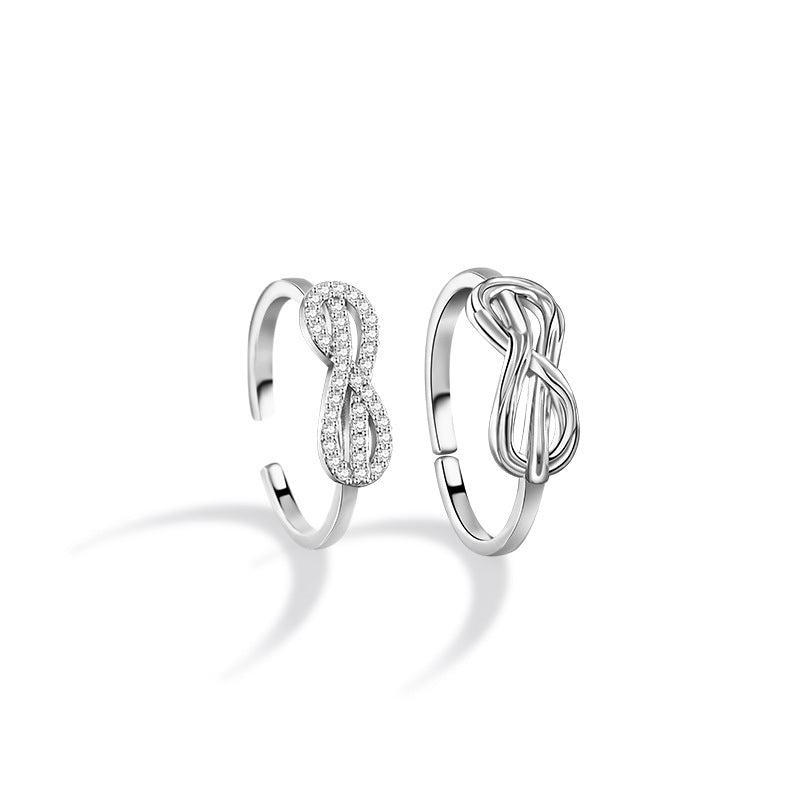 Mobius Ring Sterling Silver 925 Couple Ring Fashion Versatile Zircon Ring Ins Style Unlimited Symbol Pair Ring