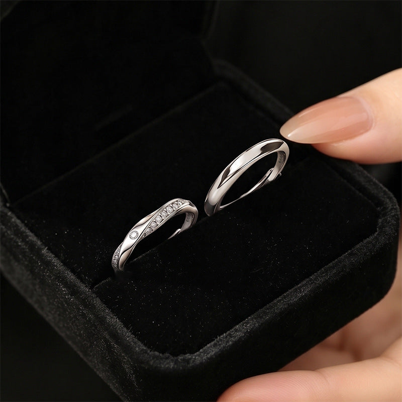 S999 Pure Silver Mobius Ring Double Knot Couple Ring Light Luxury High Sense Valentine's Day Chinese Valentine's Day Gift Ring