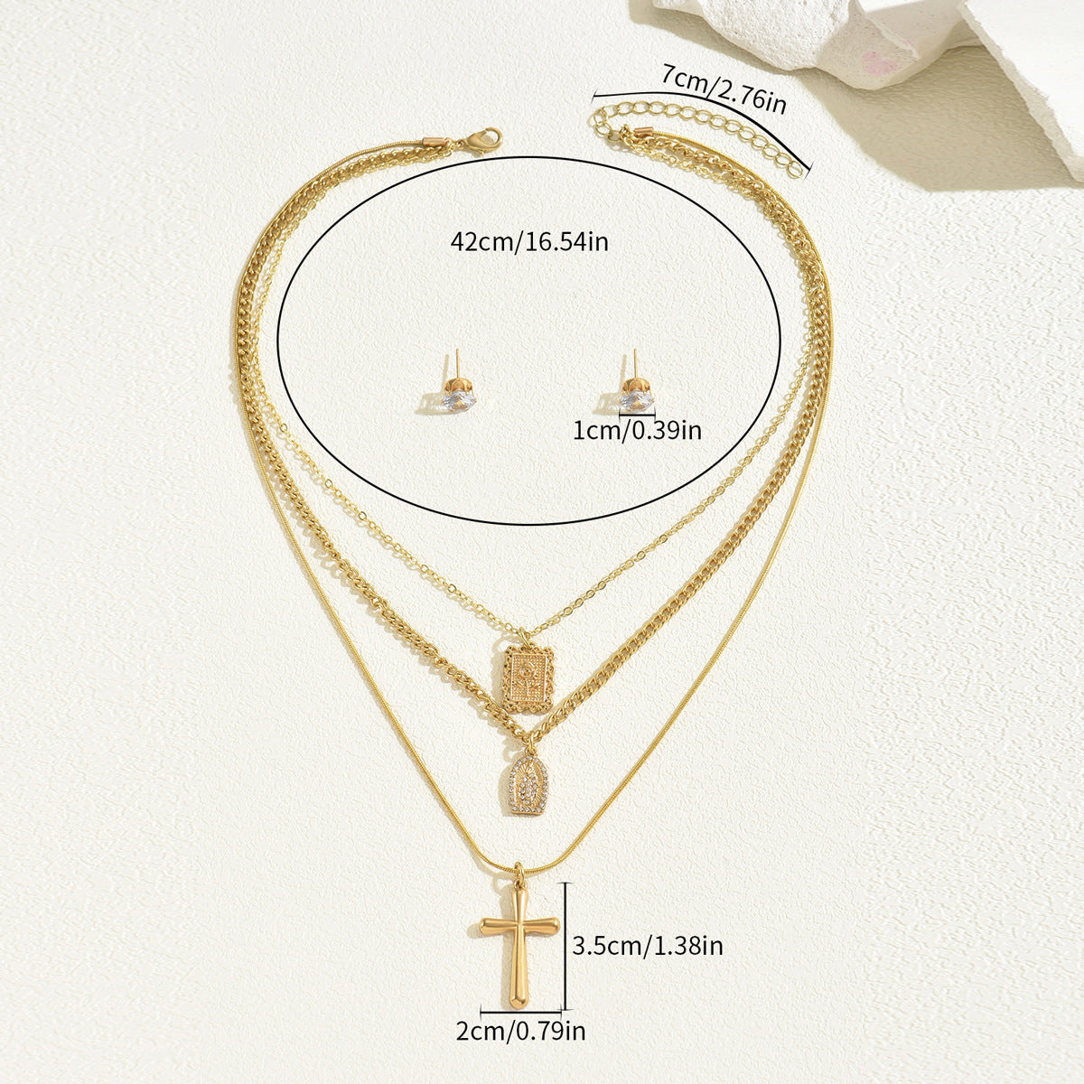 Layered Cross and Tag Jewelry — product image 3