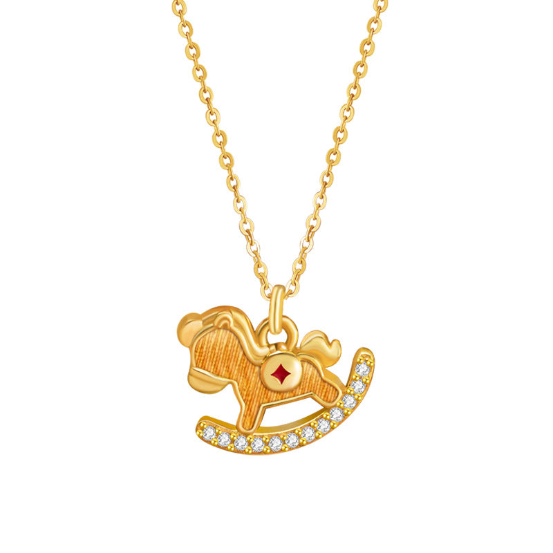 Immediately Rich Flower Sterling Silver 925 Necklace Women's Light Luxury High-Grade Gold Coin Birth Year Clavicle Chain Ins Zodiac Pendant